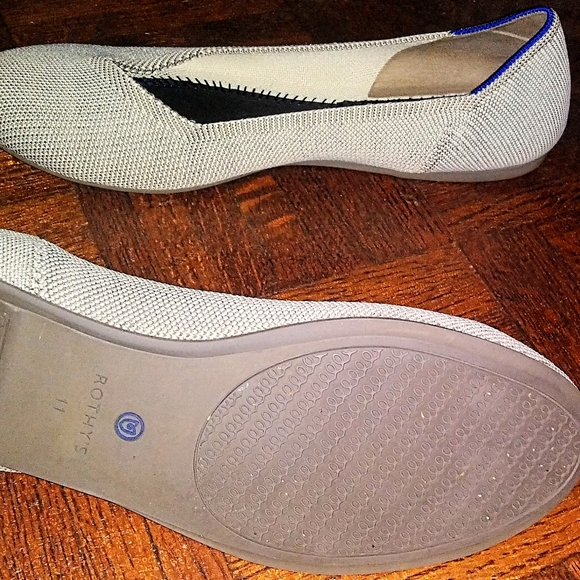 Rothy’s The Flat Round Toe Birdseye Flax Cream Comfort Ballet Flat NO INSOLES - Picture 9 of 9